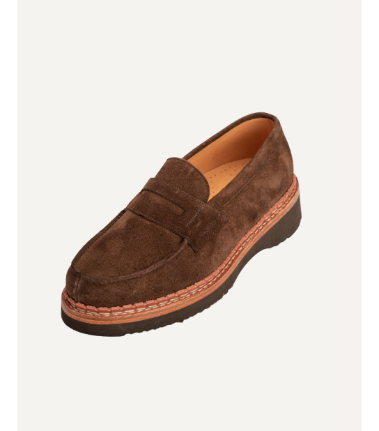 Mocassin 15016 Homme en Cuir Suède Chocolat – Goodyear – HERITAGE FARMER