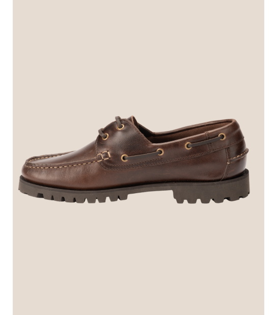 Mocassin style bateau en cuir pleine fleur marron – Louis | Héritage Farmer. Indemodable