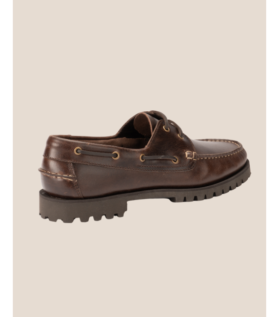Mocassin style bateau en cuir pleine fleur marron – Louis | Héritage Farmer. Indemodable