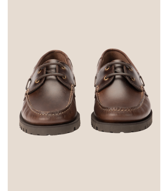Mocassin style bateau en cuir pleine fleur marron – Louis | Héritage Farmer. Indemodable
