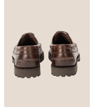 Mocassin style bateau en cuir pleine fleur marron – Louis | Héritage Farmer. Indemodable