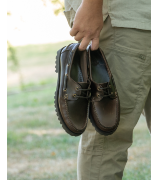 Mocassin style bateau en cuir pleine fleur marron – Louis | Héritage Farmer. Indemodable