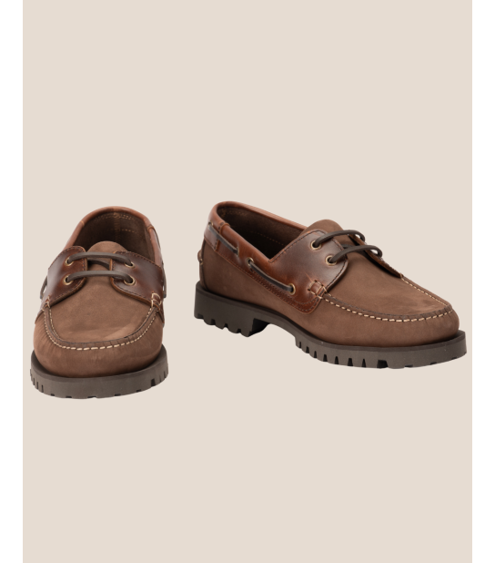 Mocassin style bateau en cuir pleine fleur marron – Louis V | Héritage Farmer. Indemodable
