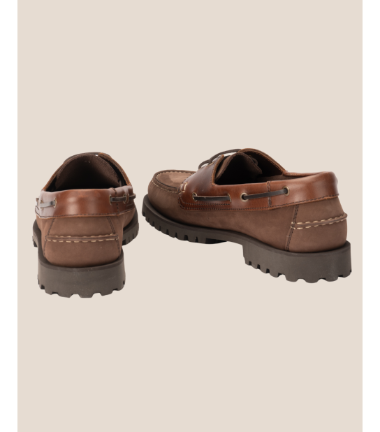 Mocassin style bateau en cuir pleine fleur marron – Louis V | Héritage Farmer. Indemodable
