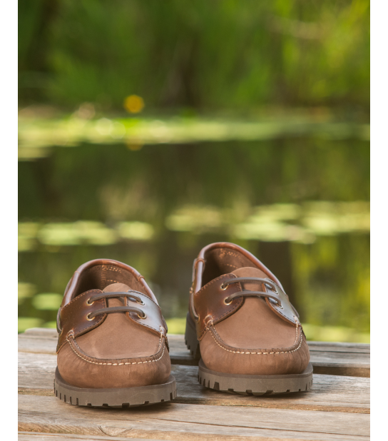 Mocassin style bateau en cuir pleine fleur marron – Louis V | Héritage Farmer. Indemodable